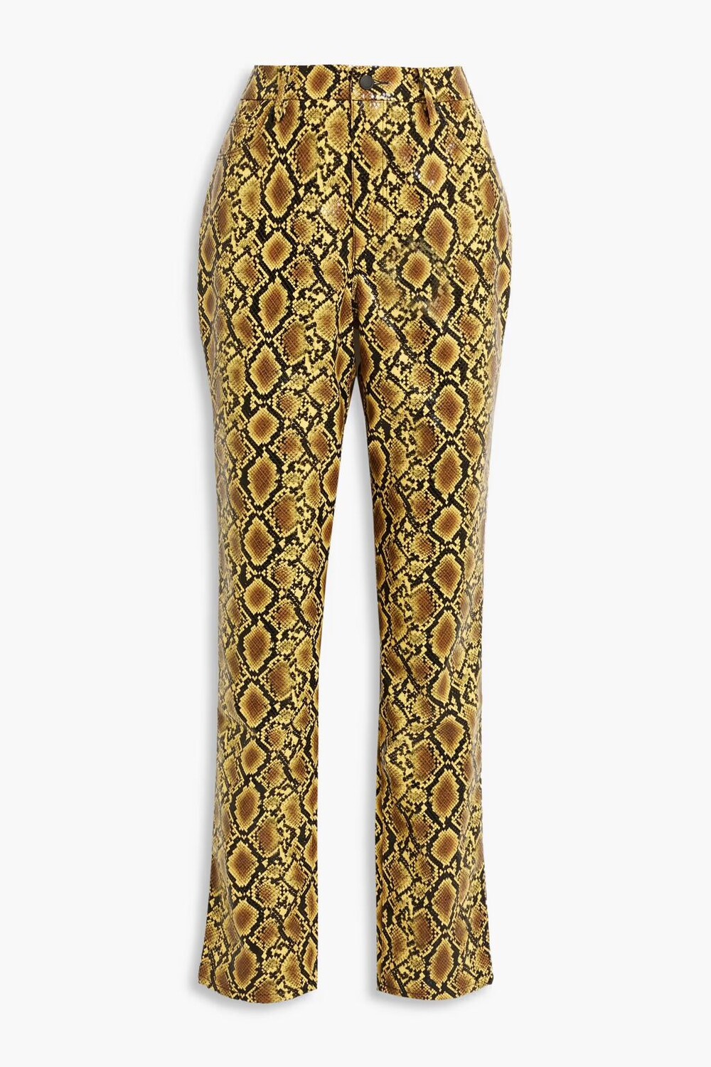 

Брюки Bootcut из искусственной кожи с эффектом змеи Good American, желтый