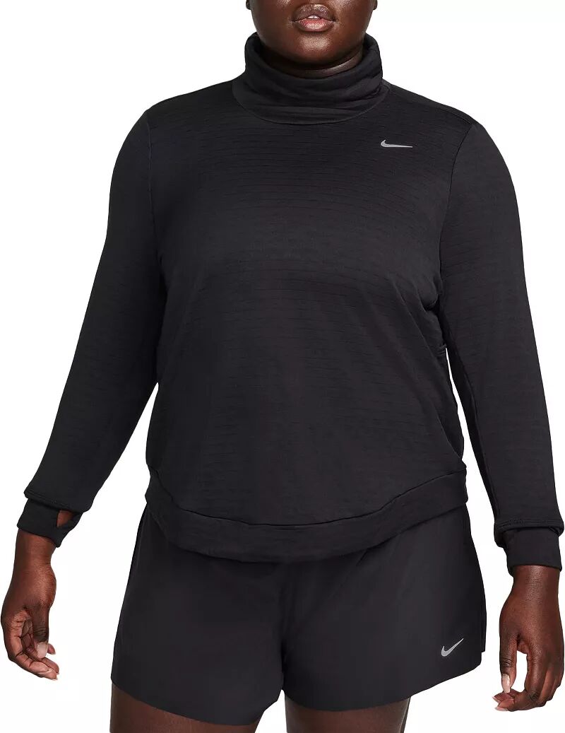 цена Женская беговая футболка с высоким воротником Nike Therma-FIT Element Swift (большие размеры), черный