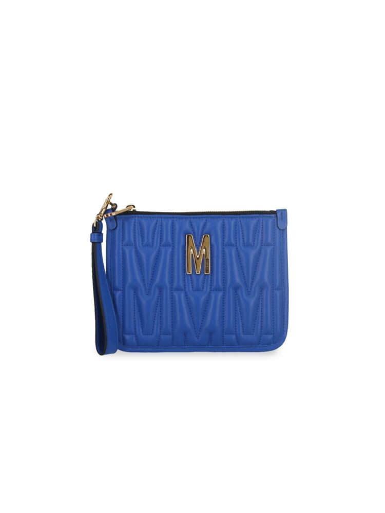 

Стеганая сумка на руку с логотипом Moschino, синий