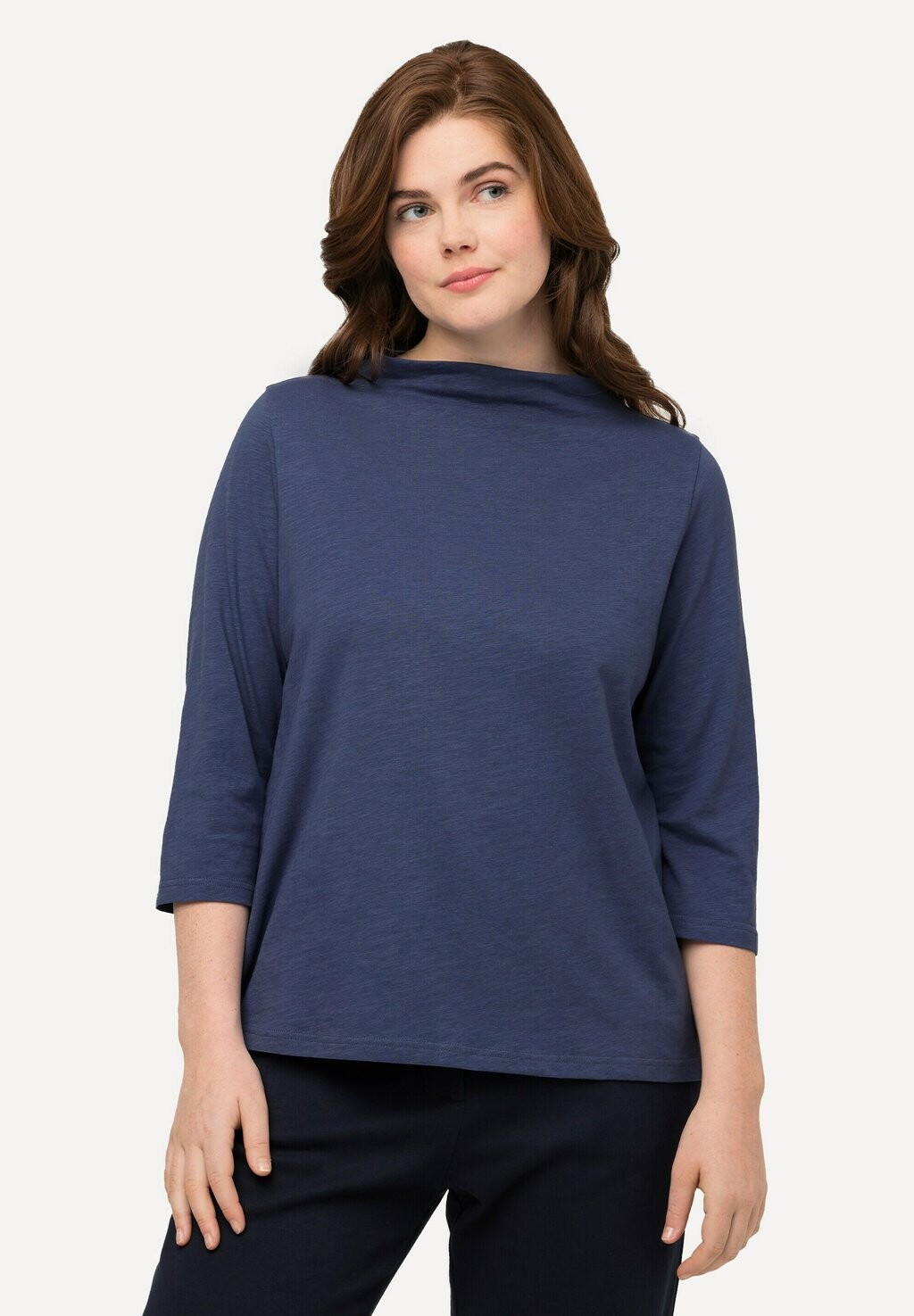 

Футболка с длинными рукавами Stehkragen Classic 3/4-Arm Ulla Popken, цвет blau grau