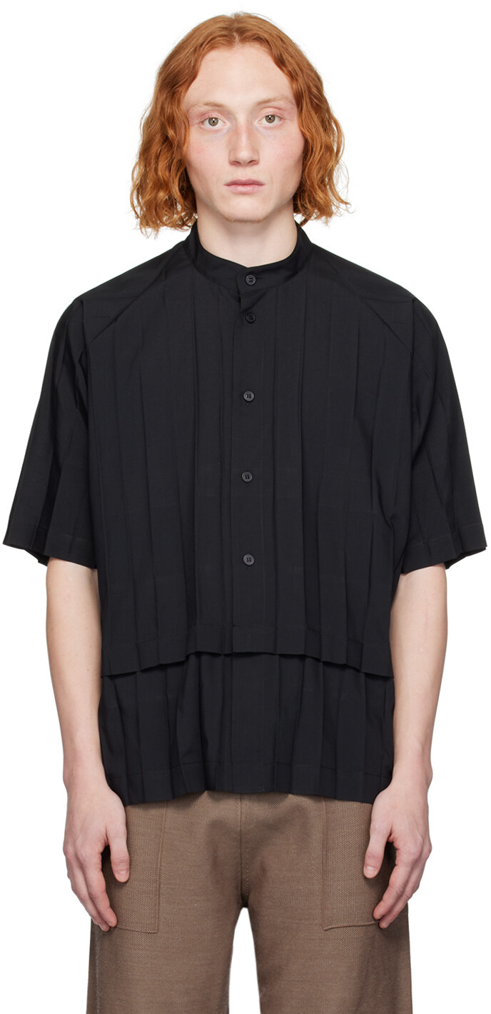 

Черная рубашка с краем HOMME PLISSe ISSEY MIYAKE