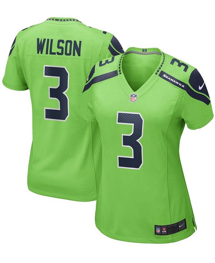 

Женская футболка для альтернативной игры Russell Wilson Neon Green Seattle Seahawks Nike, зеленый