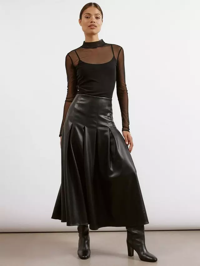 

Юбка Albaray Pleated Faux Leather, черный