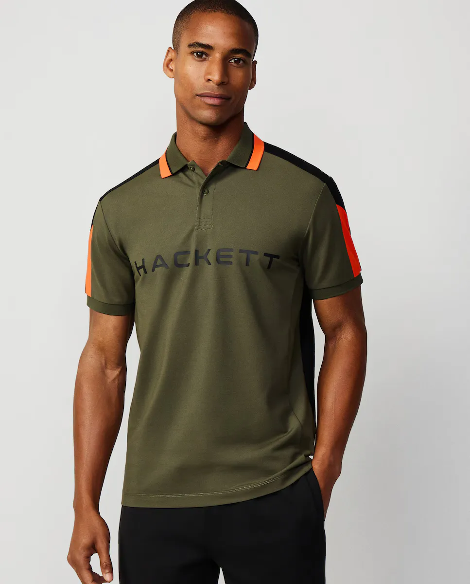 

Мужское поло из пике Hackett Sport с короткими рукавами, темно-зеленый