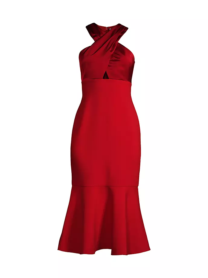 Атласное платье миди Solei с воротником халтер Likely, алый комплект домашний lilians m551 размер 96 алый алый
