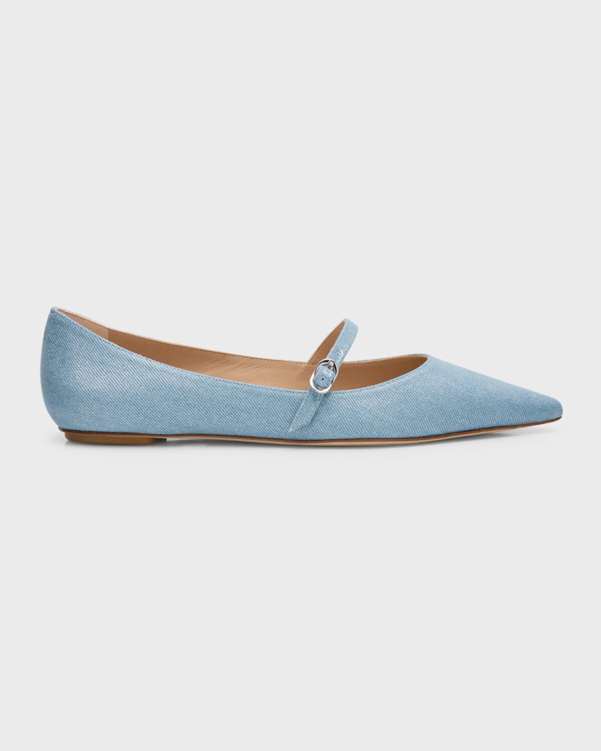 

Джинсовые балетки Мэри Джейн цвета металлик Emilia Stuart Weitzman, цвет Silver
