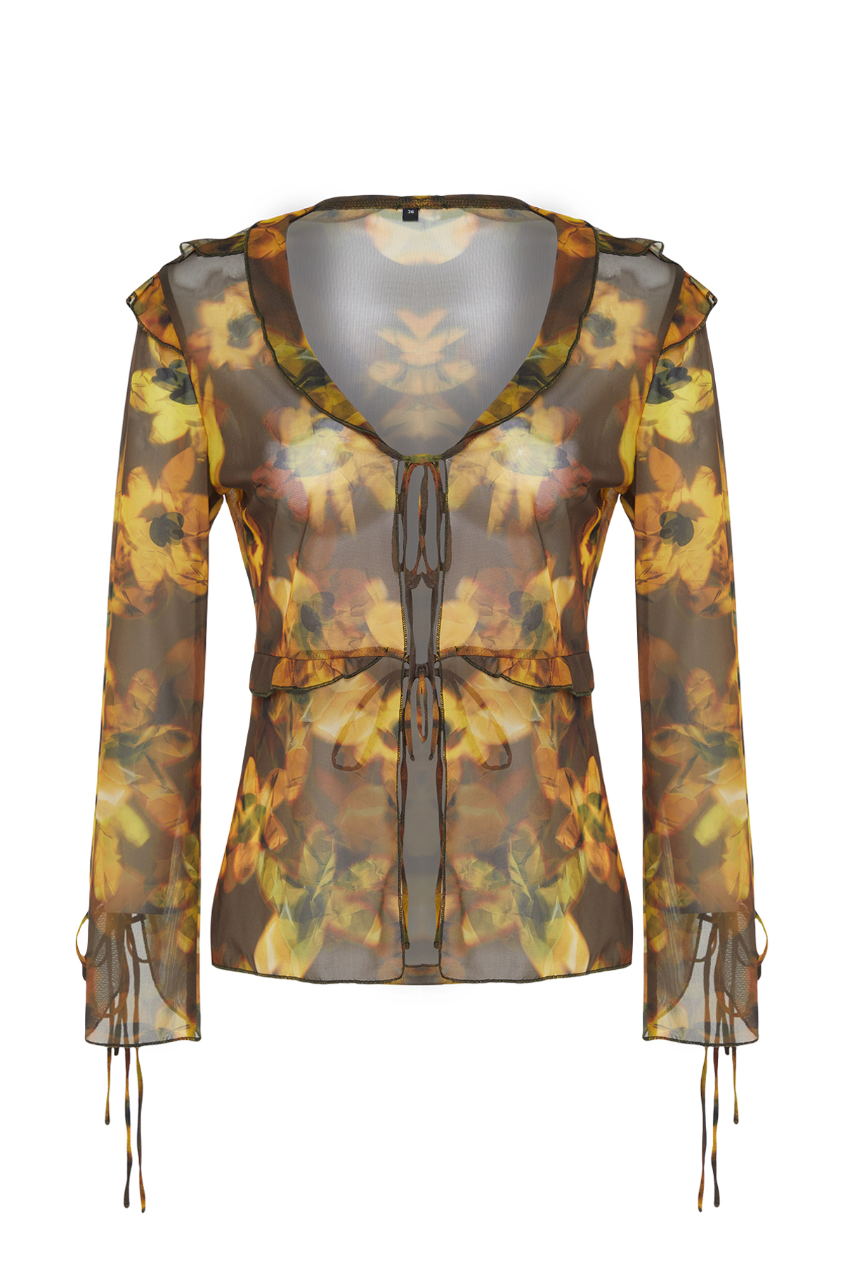 Блуза из тюля с разноцветным цветочным узором и воланами Trendyol, разноцветный