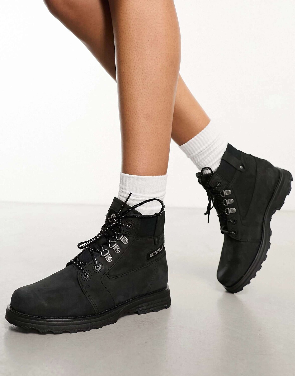 

Черные флисовые кожаные ботинки на шнуровке CAT charli Cat Footwear, Черный
