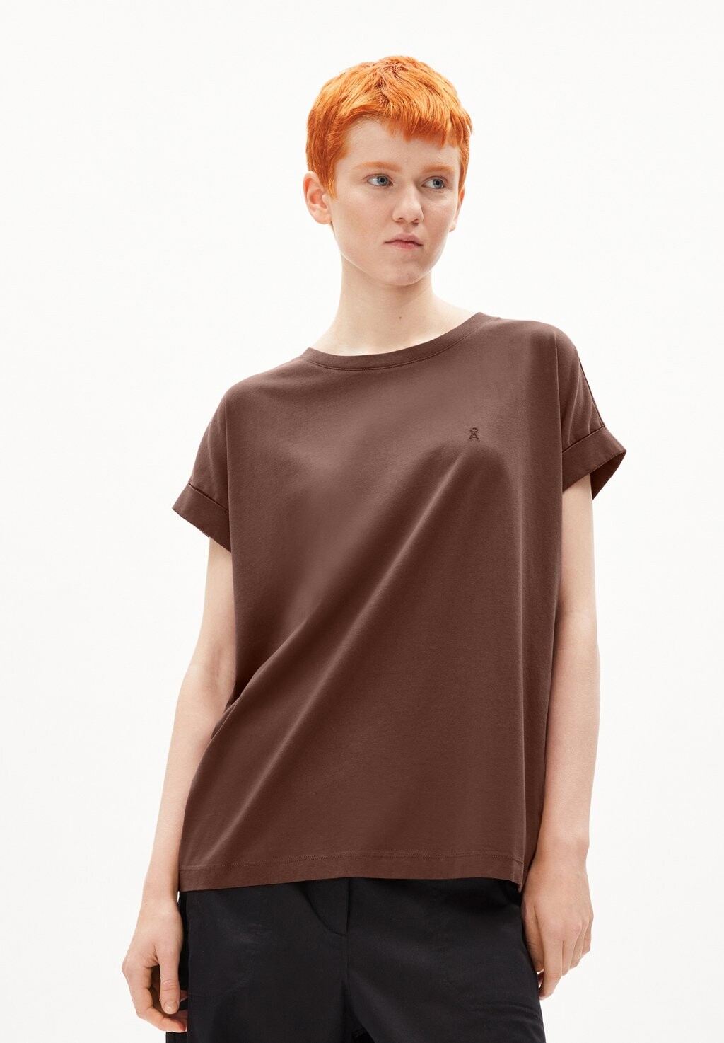 

Футболка базовая IDAA LOGO ARMEDANGELS, цвет deep brown