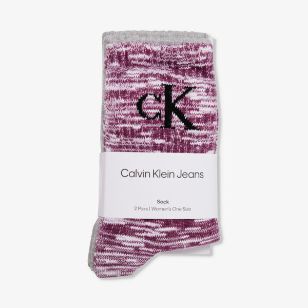 

Фирменная упаковка длиной до экипажа из двух носков из смесового хлопка Calvin Klein, фиолетовый