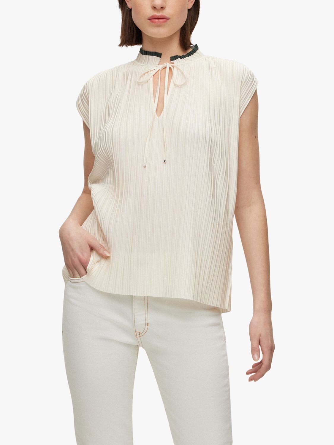 

Мятый топ Emalla HUGO BOSS, открытый белый
