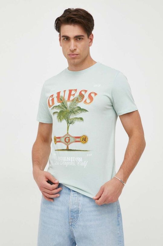 

Хлопковая футболка Guess, бирюзовый, Зеленый