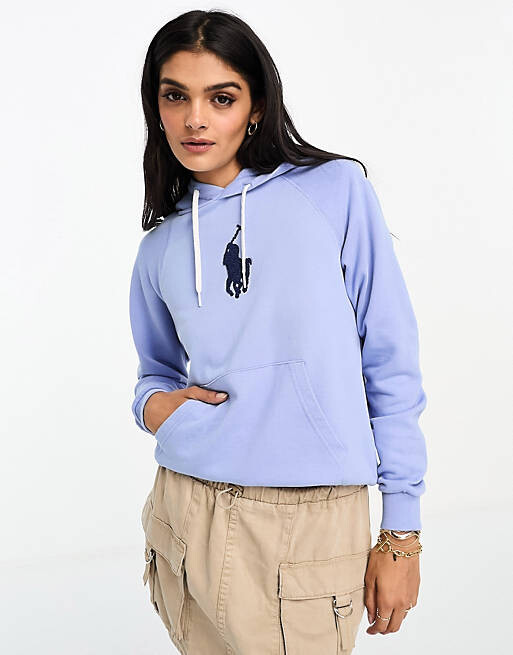 

Голубая толстовка с центральным логотипом Polo Ralph Lauren, Синий
