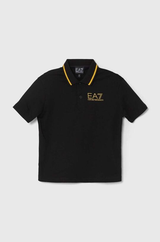 

Рубашка-поло из детской шерсти EA7 Emporio Armani, черный