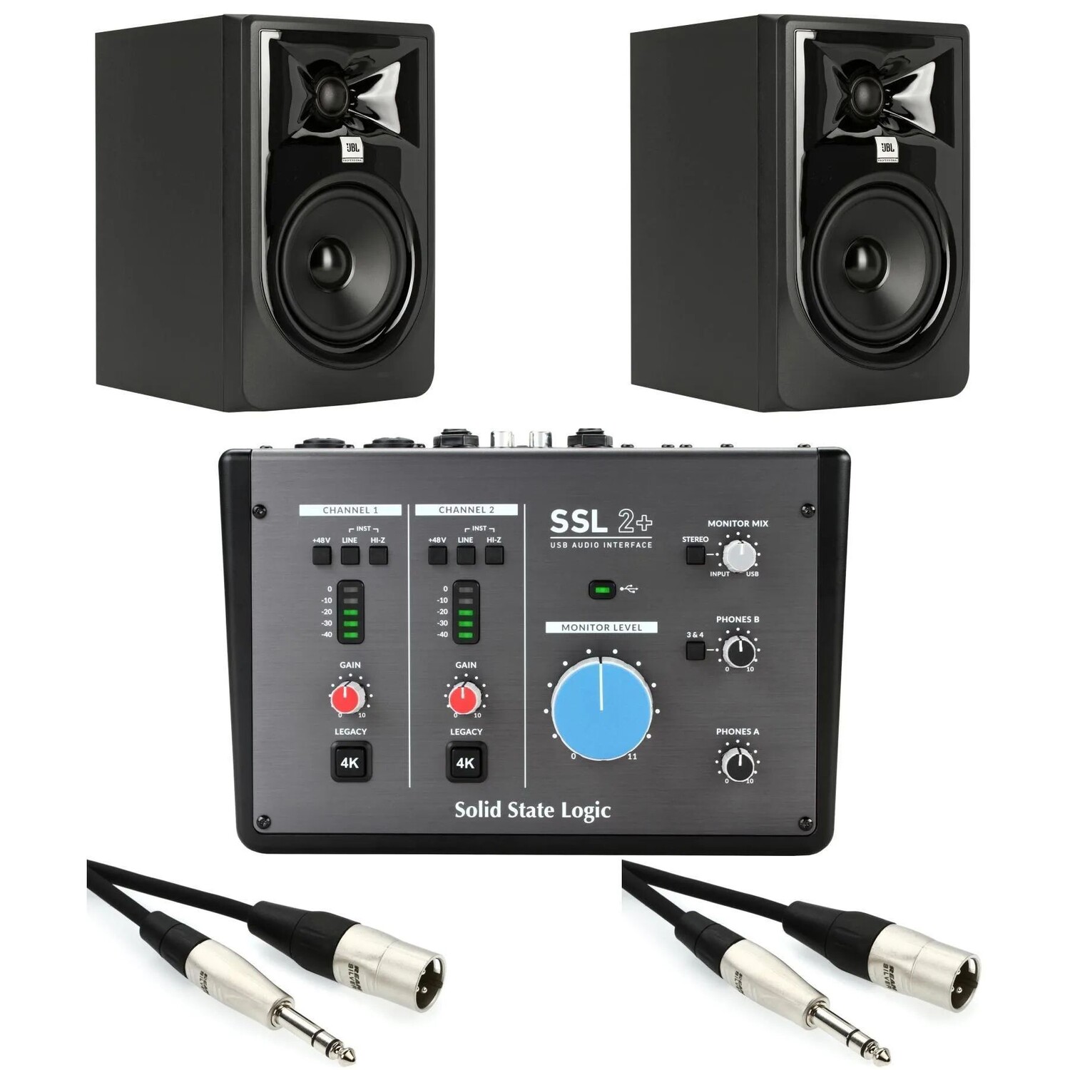 

Комплект твердотельной логики SSL2+ USB-аудиоинтерфейс и монитор JBL 305P MkII