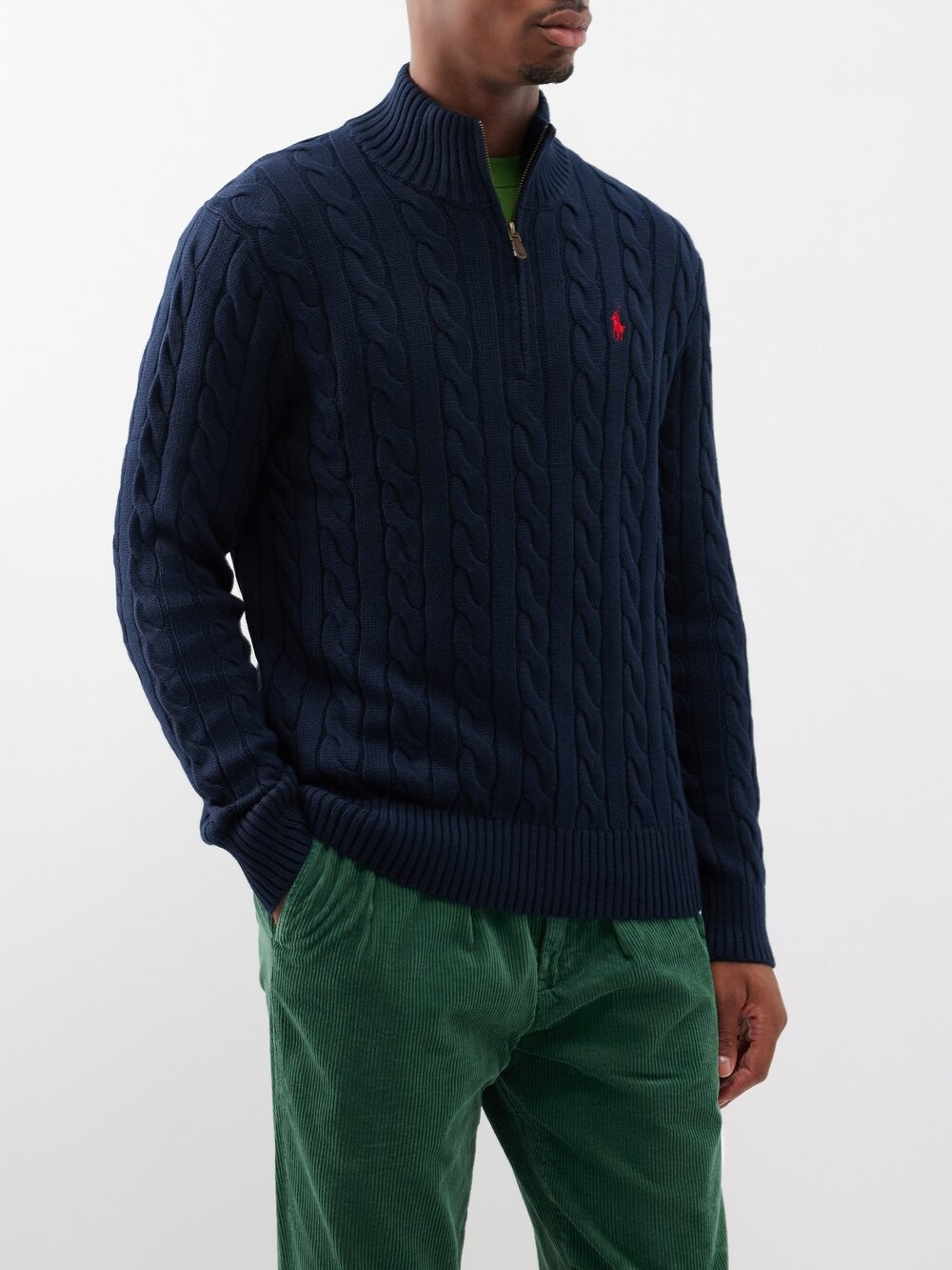 

Свитер из хлопка косой вязки Polo Ralph Lauren, синий
