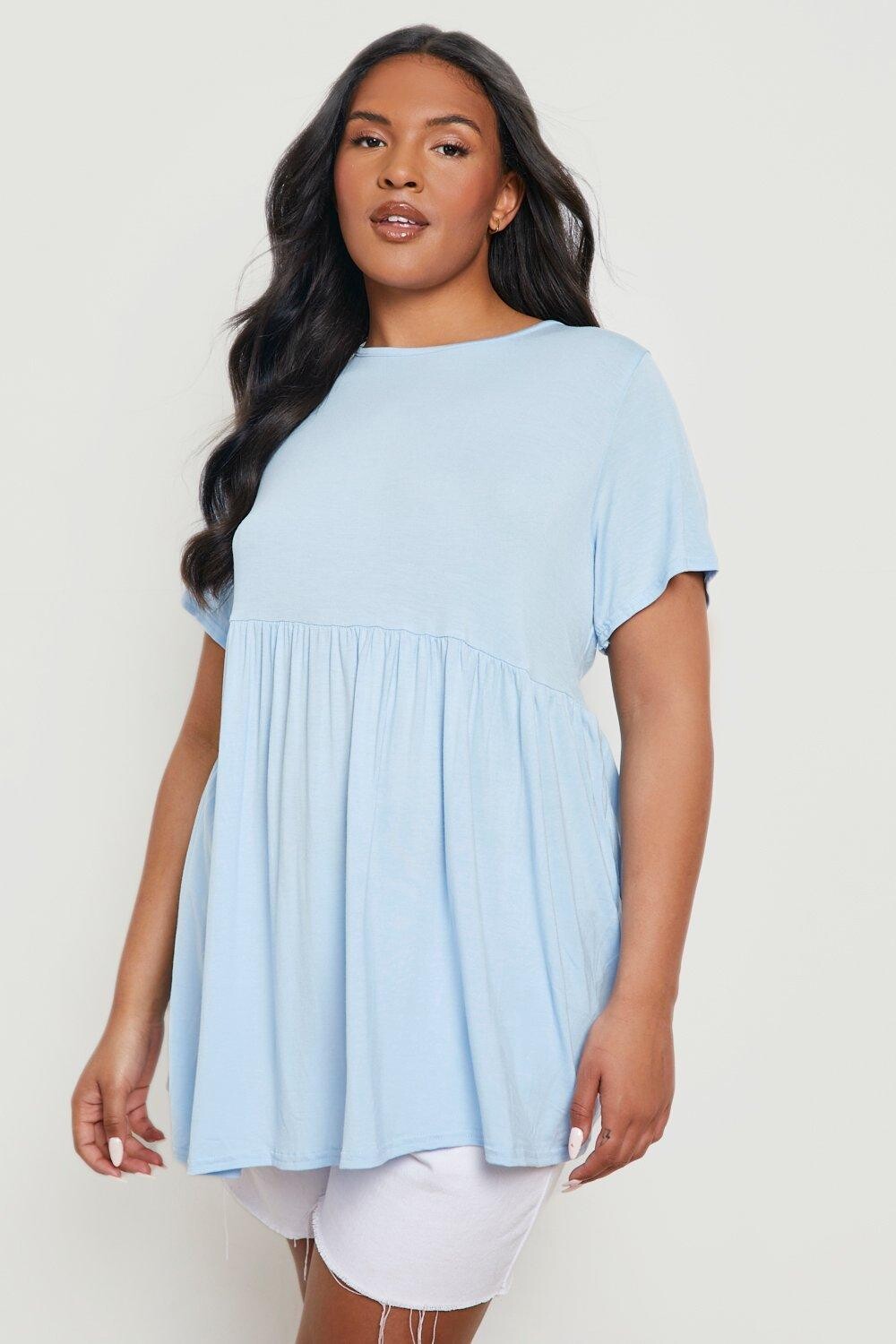 

Топ с круглым вырезом plus Boohoo, голубой