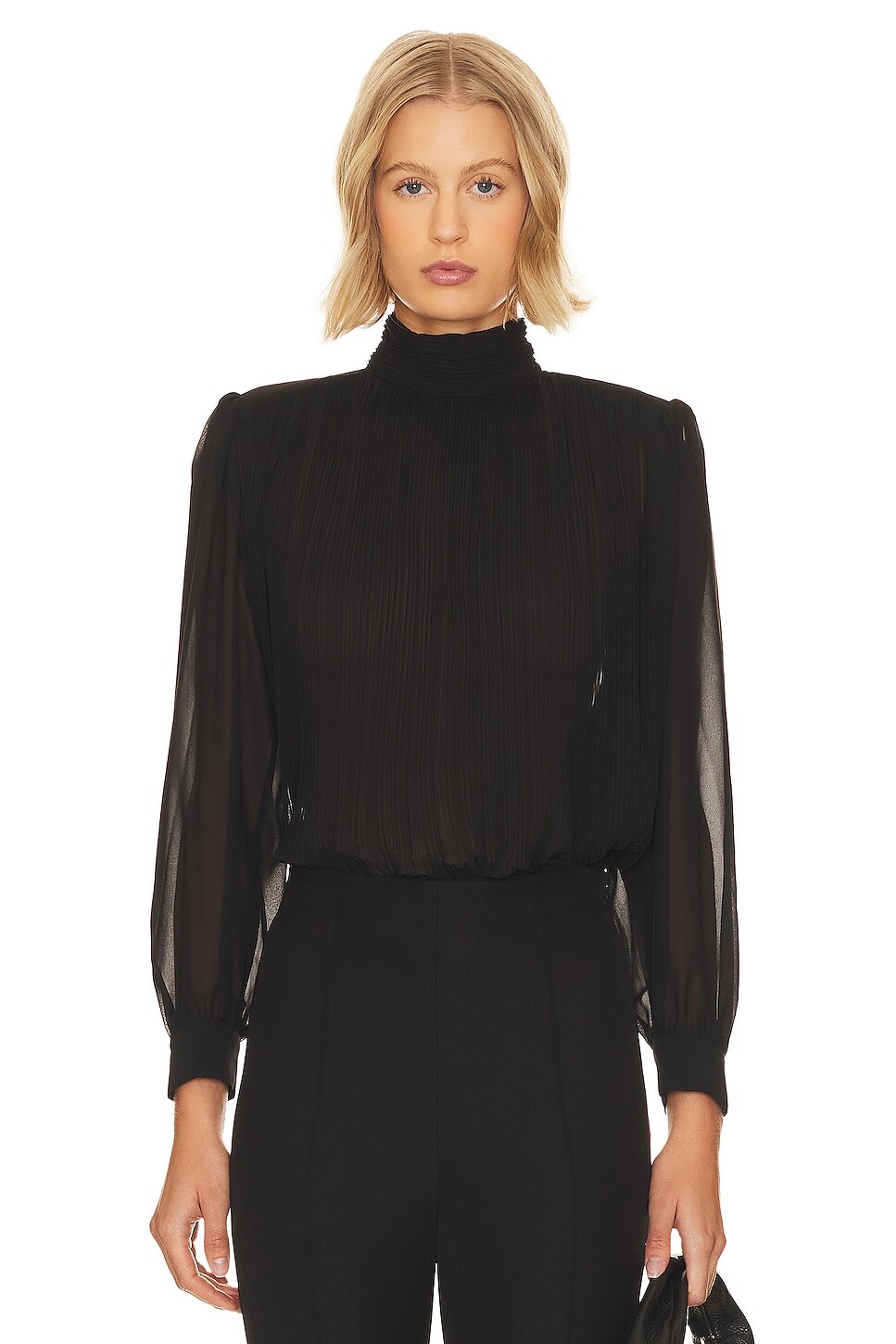 

Блузка FRAME Strong Shoulder Pleated, цвет BLK