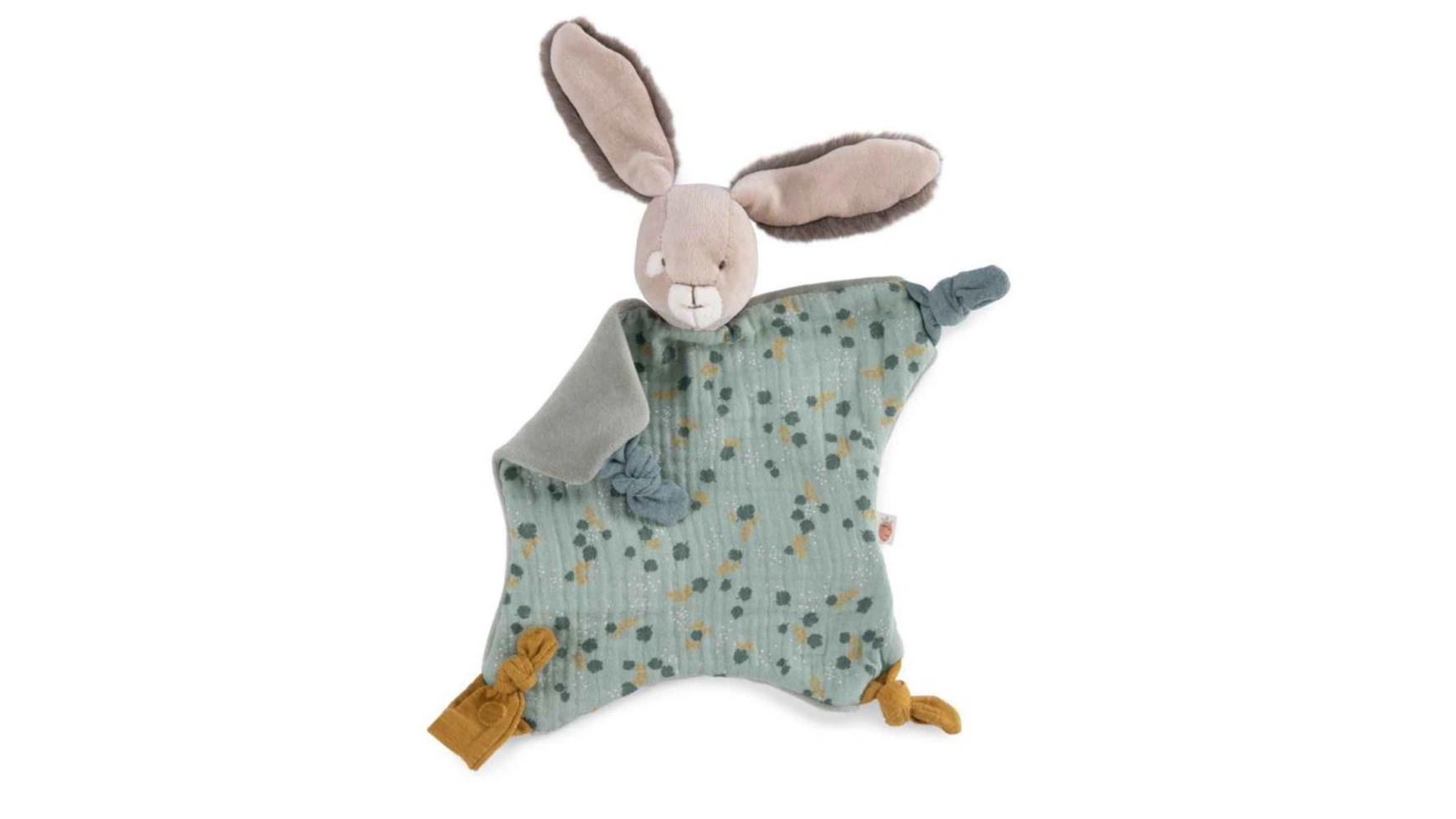 цена Комфортное одеяло Fantasy4Kids Trois Lapins зеленого цвета с кроликом от Moulin Roty