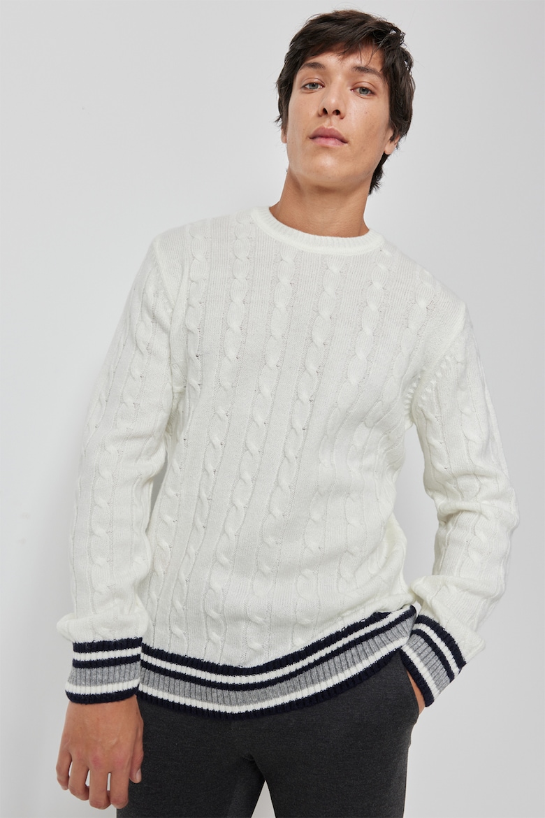 Свитер-Восьмерка с овальным вырезом Ac&Co, белый свитер с овальным вырезом ac