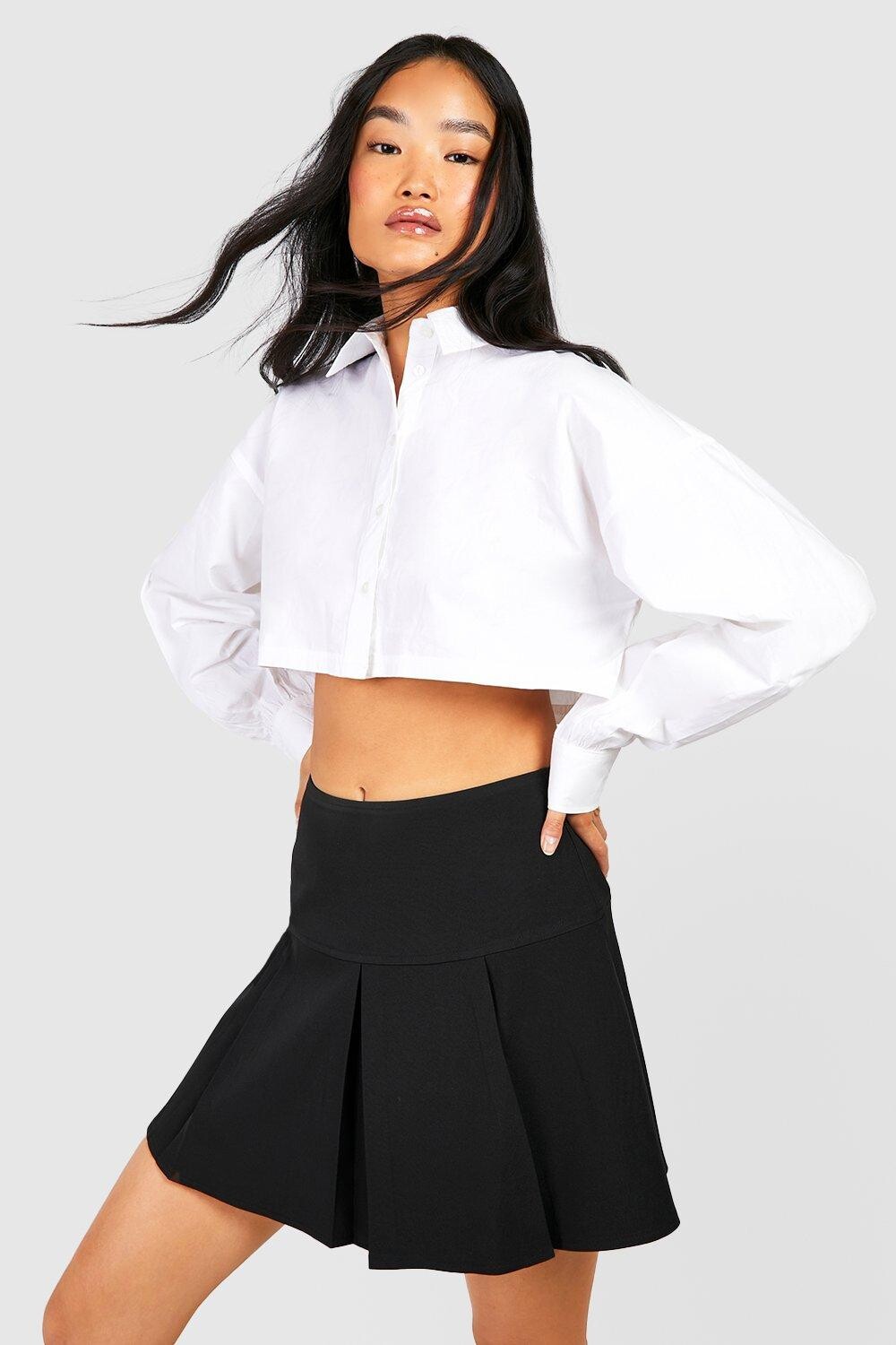 

Плиссированная тканая юбка Boohoo, черный