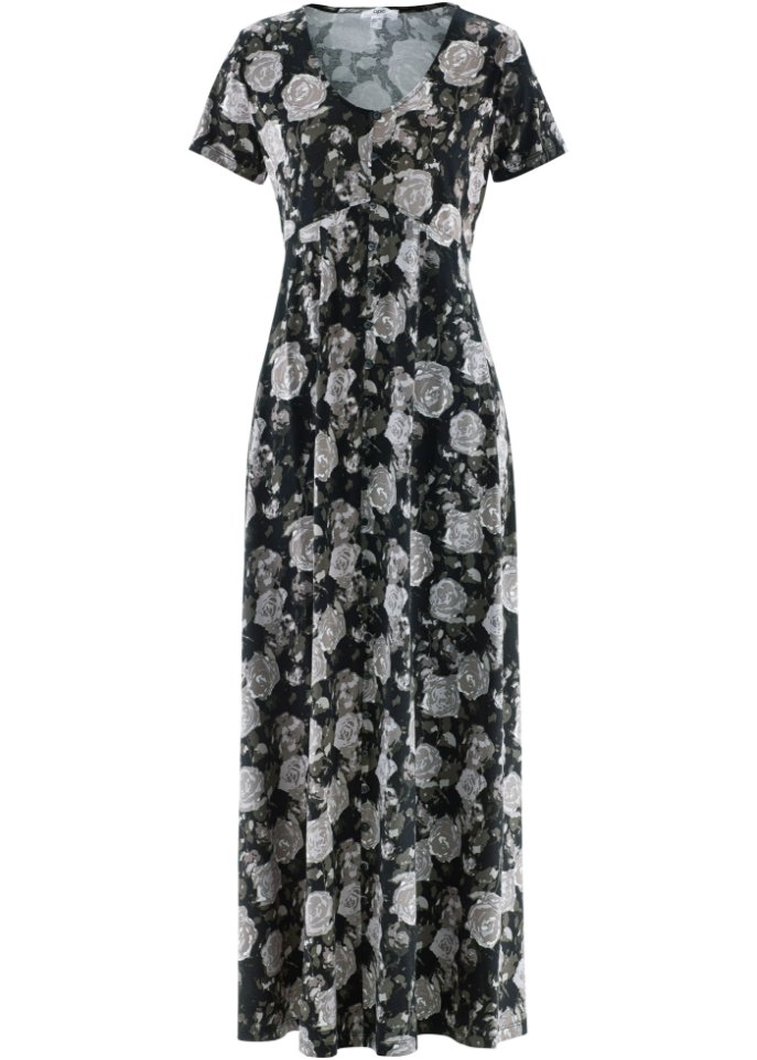 Платье-рубашка макси с короткими рукавами Bpc Bonprix Collection, черный
