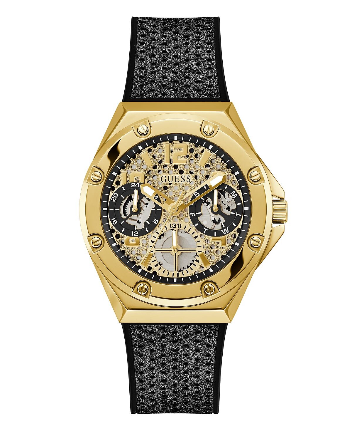 

Женские многофункциональные черные силиконовые часы 40 мм GUESS, черный