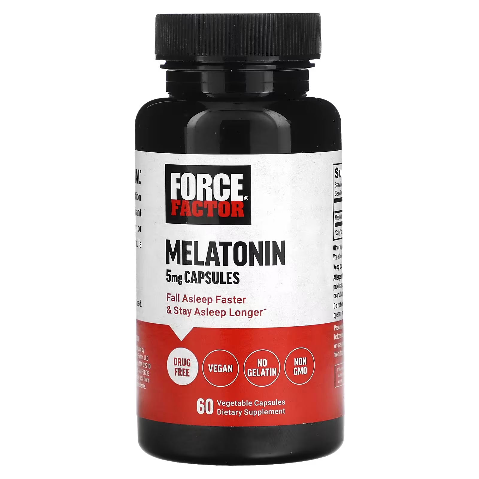 Force Factor Мелатонин 5 мг 60 растительных капсул force factor современные грибы 90 растительных капсул
