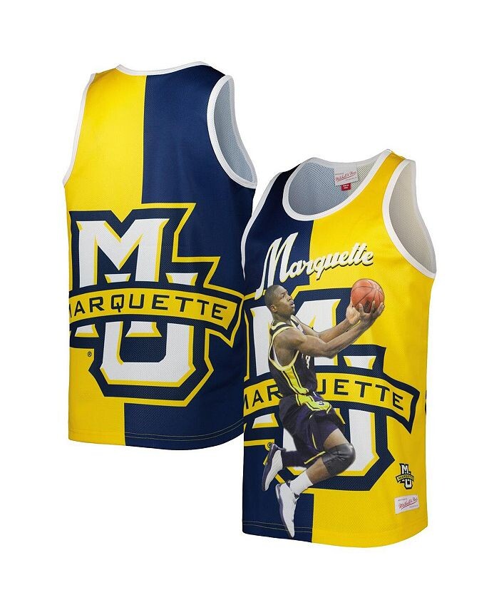 

Мужская футболка Dwyane Wade сине-золотая Marquette Golden Eagles сублимированная майка Player Mitchell & Ness, синий