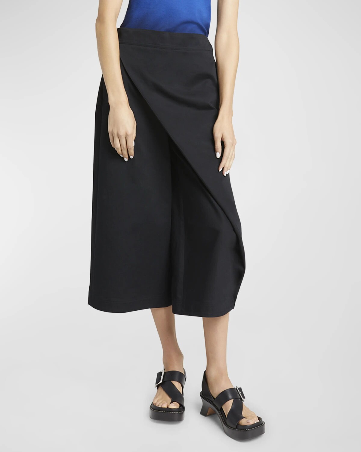 

Укороченные широкие брюки с драпировкой Loewe, цвет Black