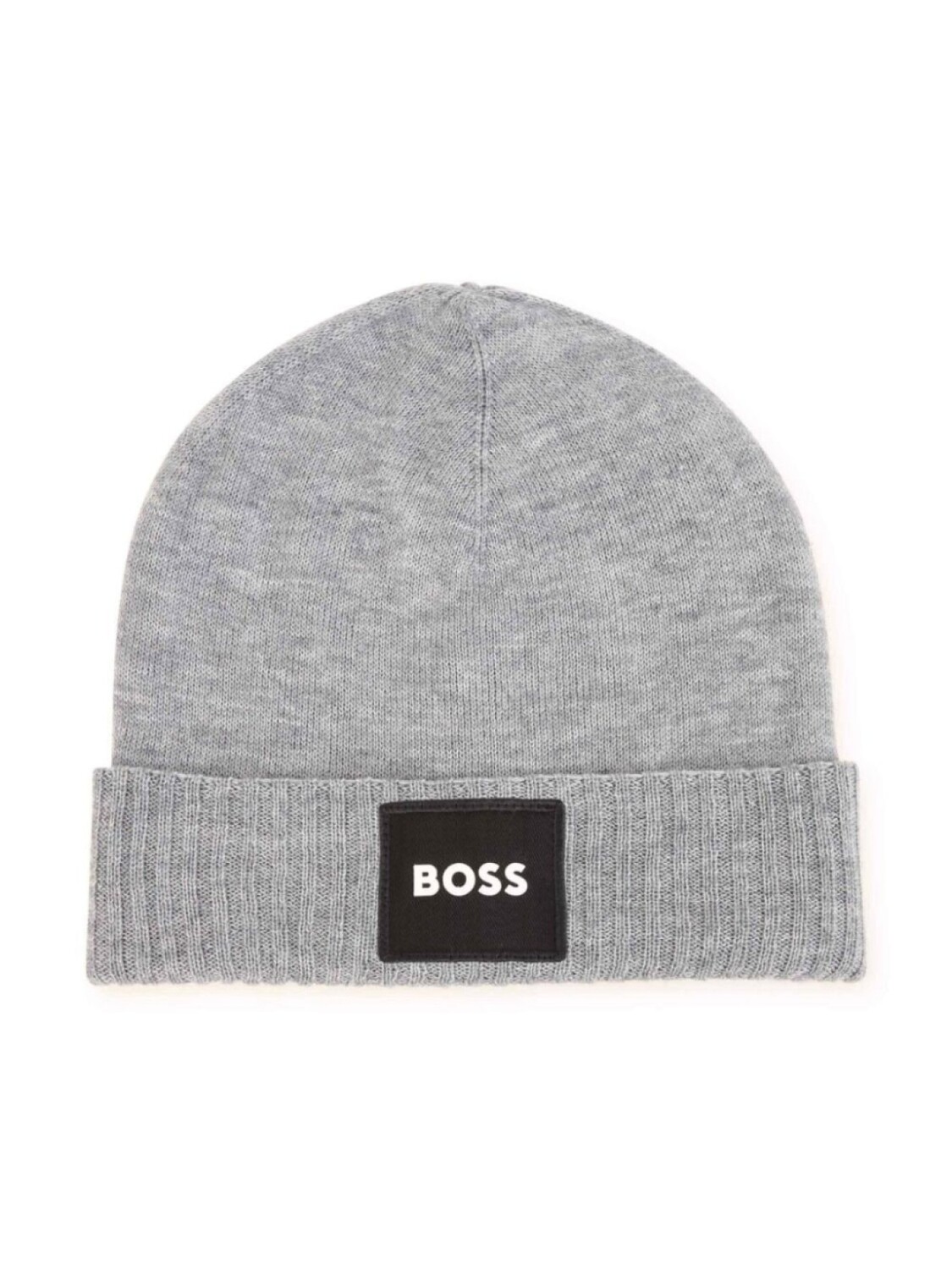 BOSS Kidswear шапка бини с подворотом и нашивкой-логотипом, серый