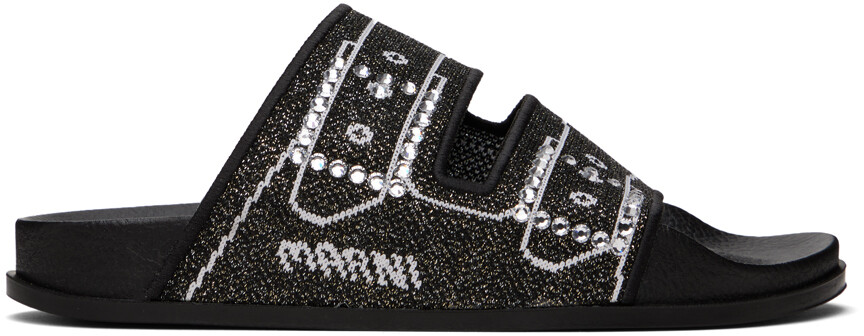 

Черные жаккардовые сандалии Marni