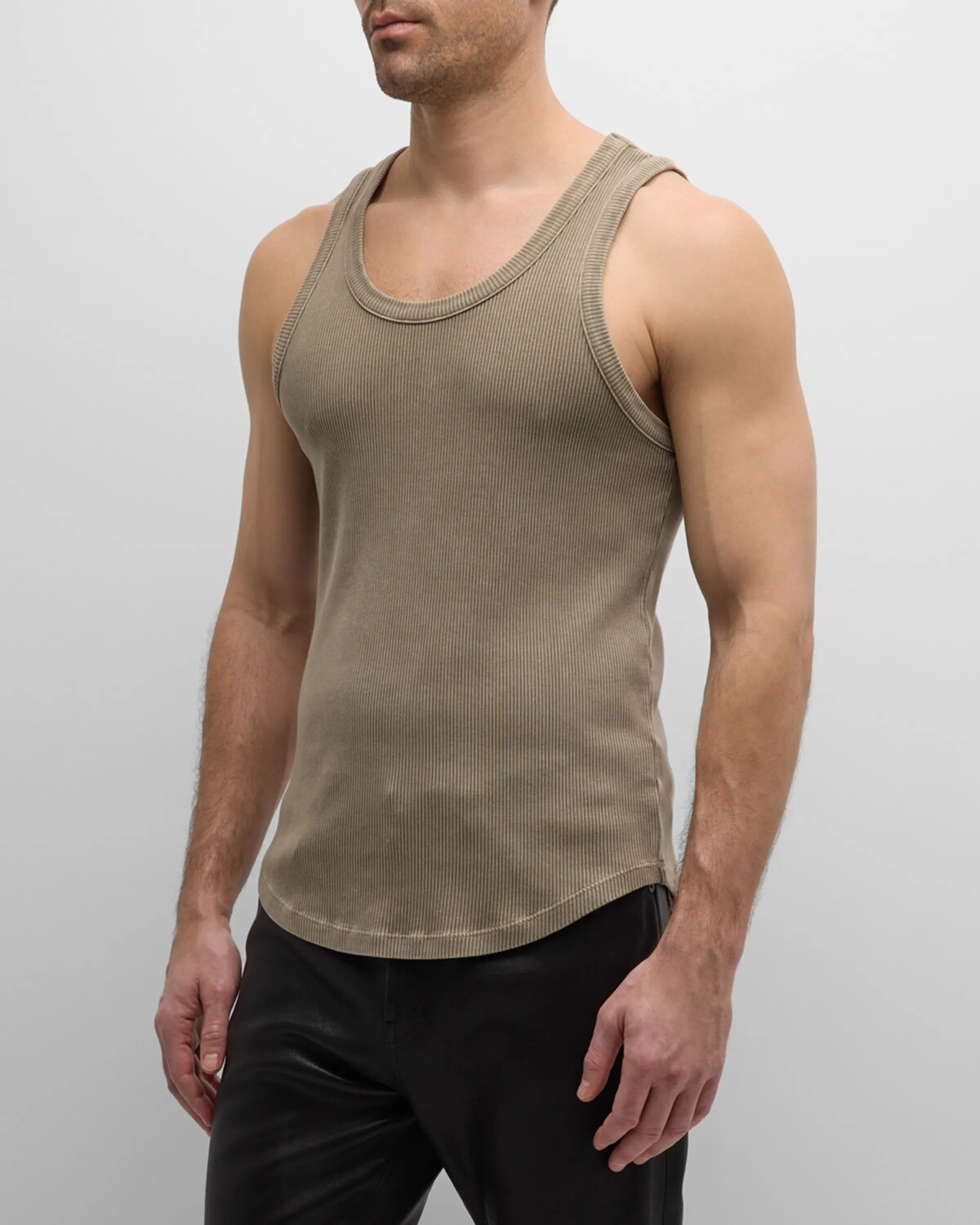 

Мужская майка Morris в рубчик AGOLDE, цвет Trail (Khaki Ta