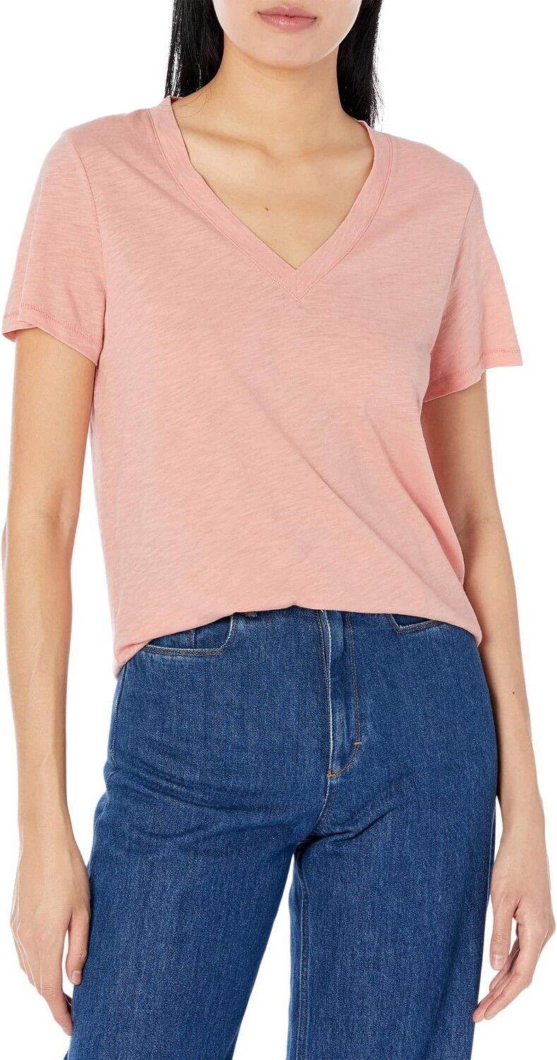 

Хлопковая футболка Whisper с V-образным вырезом Madewell, цвет Forgotten Petal
