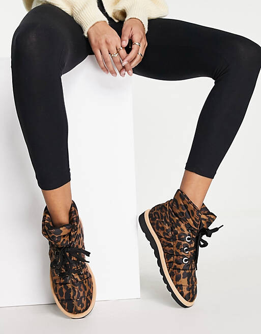 

Леопардовые дутые ботинки на шнуровке ASOS DESIGN Archie