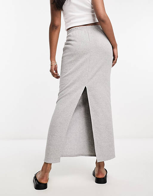 

Серая спортивная юбка макси с разрезом на спине ASOS DESIGN