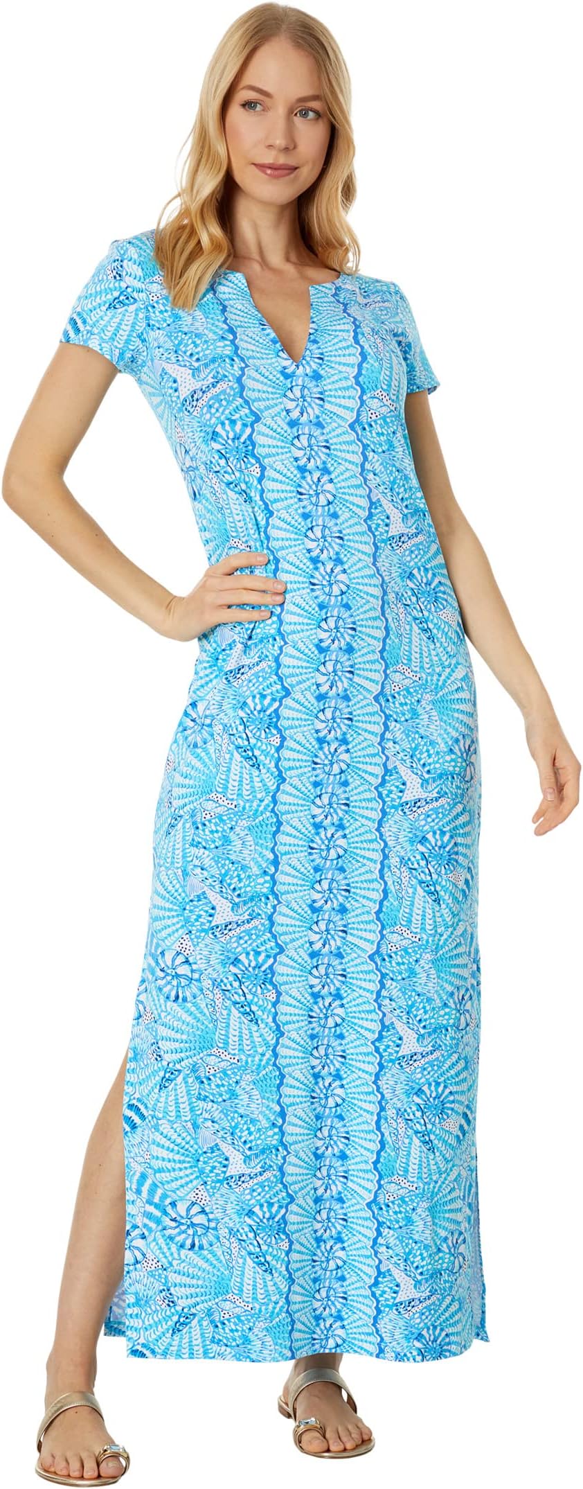 

Платье Sophiletta Short Sleeve Maxi Lilly Pulitzer, цвет Amalfi Blue By The Seashore Engineered Maxi Dress