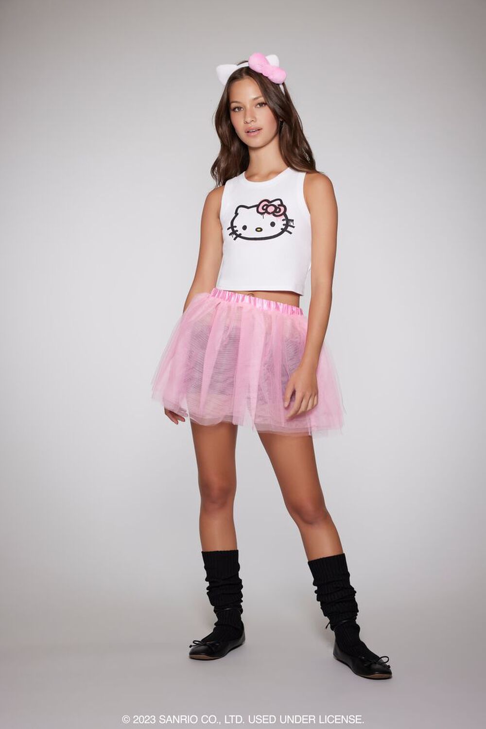 Майка Hello Kitty, комплект с юбкой-пачкой и повязкой на голову Forever 21,  розовый – заказать по выгодной цене из-за рубежа в «CDEK.Shopping»