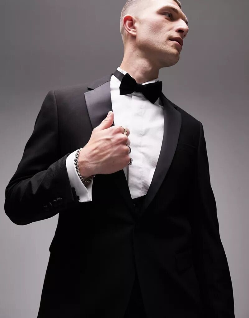 

Черный приталенный пиджак-смокинг Topman, Серый