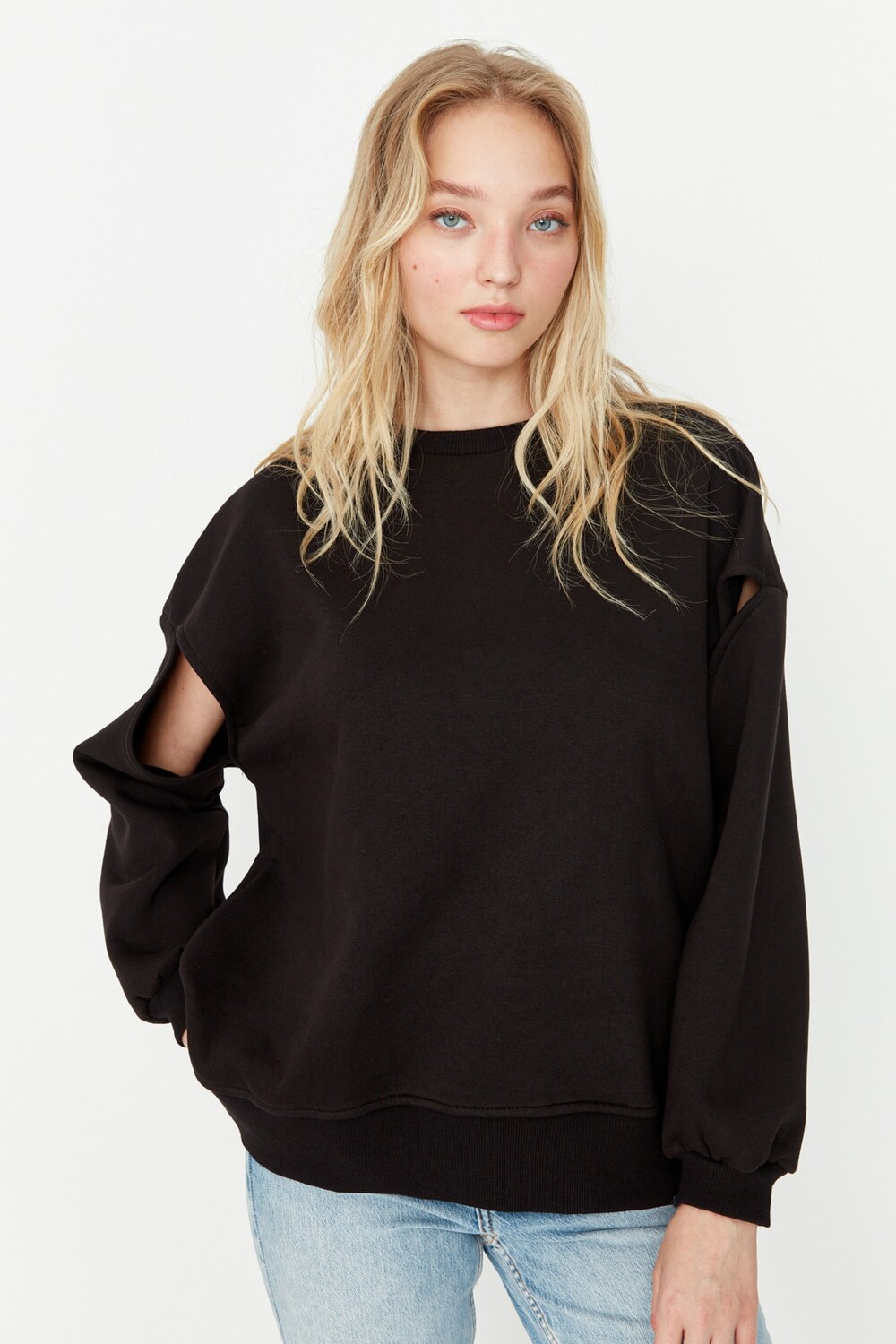 

Толстовка - Черный - Oversize Trendyol, черный