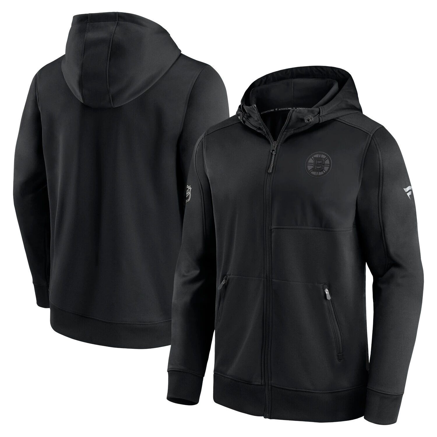 

Мужская черная толстовка с молнией во всю длину с логотипом Fanatics Boston Bruins Authentic Pro Travel & Training