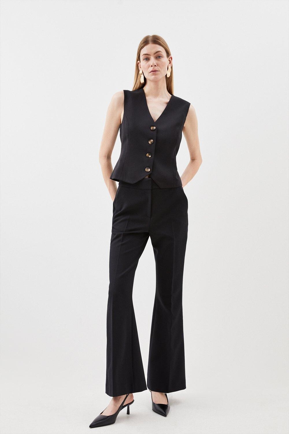 

Широкие брюки чистого кроя с высокой талией Karen Millen, черный