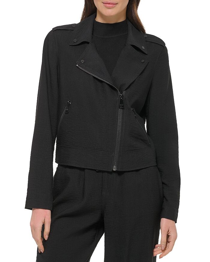 

Мятая байкерская куртка DKNY, Черный