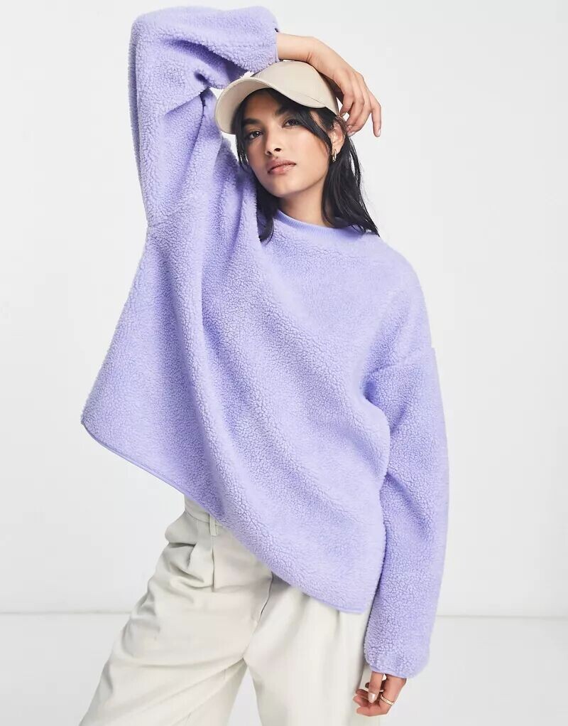 

Сиреневый флисовый свитшот в стиле тедди ASOS