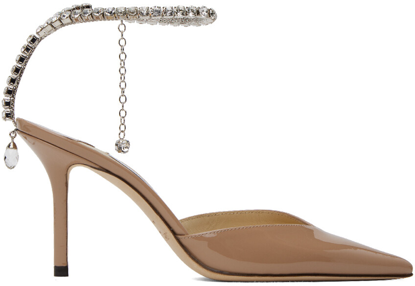 

Бежевые туфли Saeda 85 на каблуках Jimmy Choo, Бежевый
