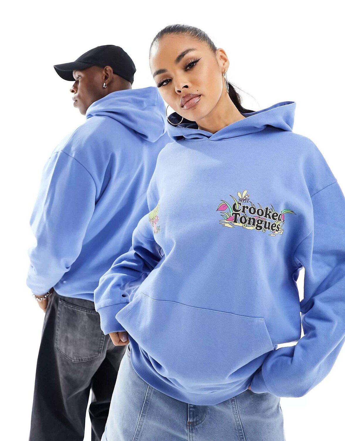 

Синяя толстовка унисекс с принтом унисекс ASOS CROOKED TONGUES, Синий
