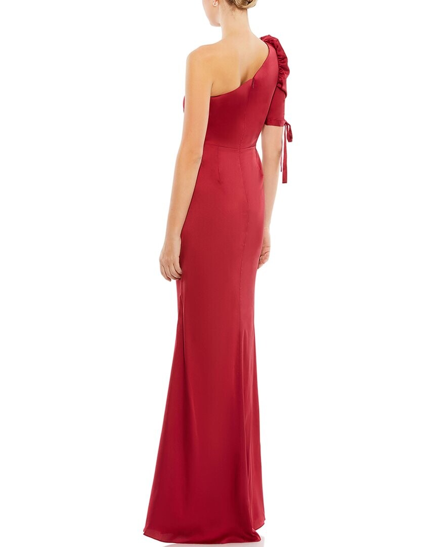 

Mac Duggal Атласное платье-раструб на одно плечо с пышными рукавами, красный