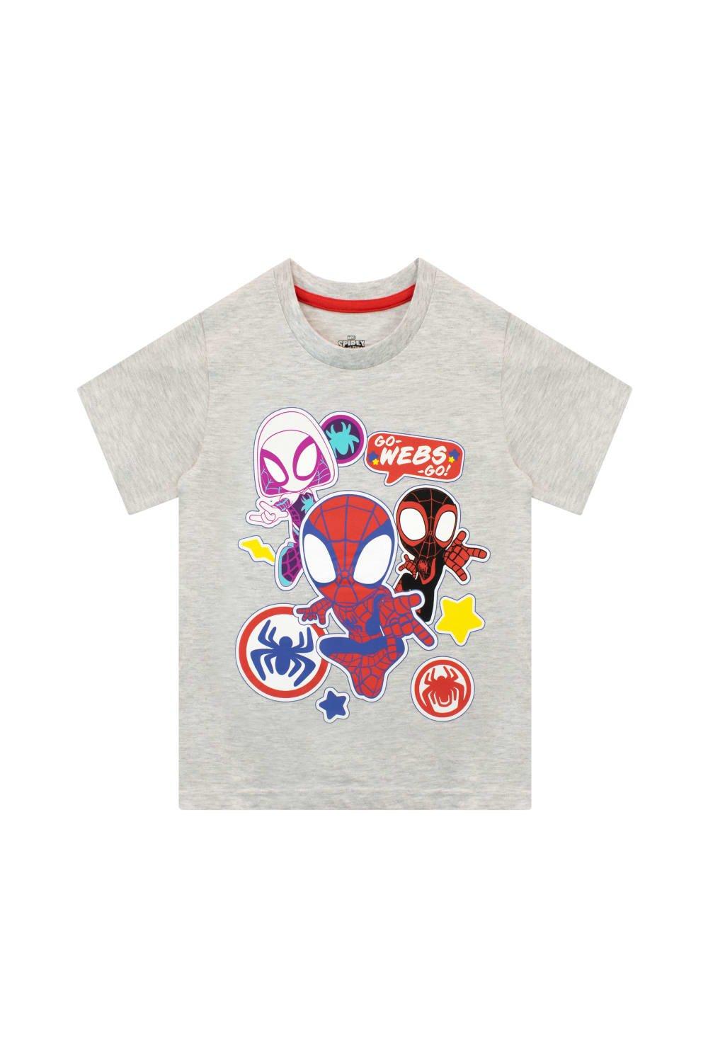 игра человек паук майлз моралес playstation 5 русская версия ppsa 01461 Футболка Spiderman Go Webs Go Marvel, серый