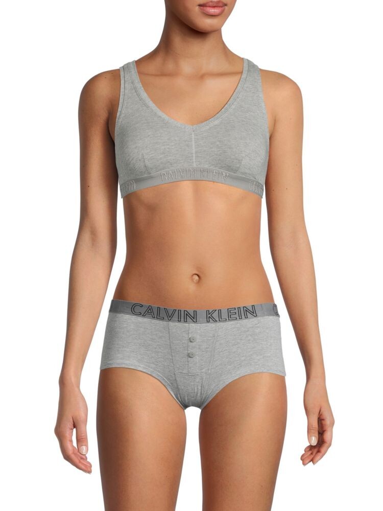 

Спортивный бюстгальтер с логотипом и крест-накрест на спине Calvin Klein, серый