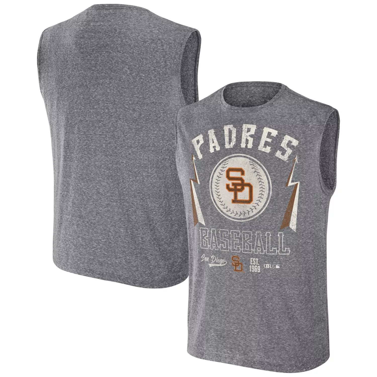 

Мужская футболка Darius Rucker Collection от Fanatics Charcoal San Diego Padres Muscle Tank Top